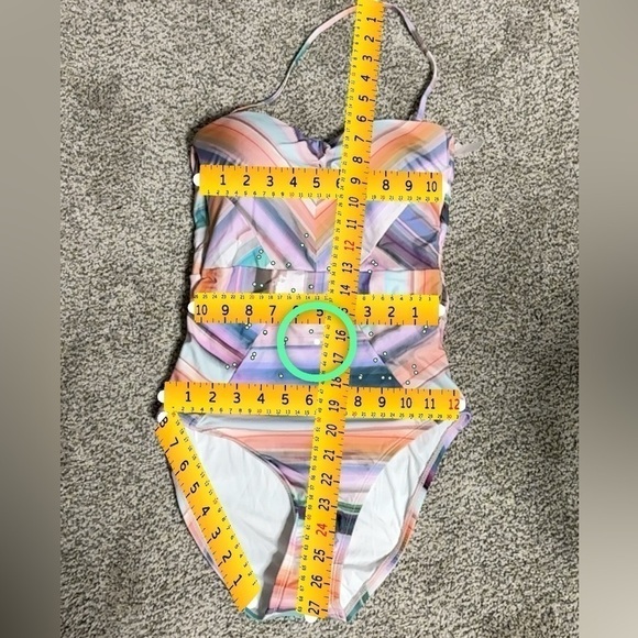 La Blanca Ocean Tides Bandeau Mio Swimsuit 6 Built in Bra Halter Retro #LB1JA10 - Picture 4 of 15